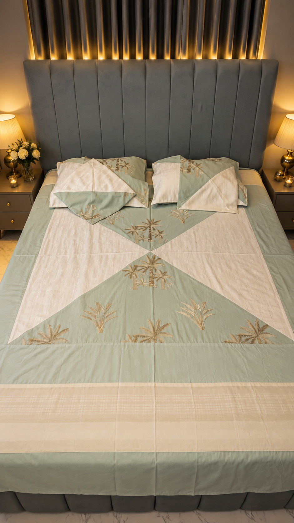 041 Luxury Bed Covers -Cotton Embroidery-5pc (heavy set) - Image 1