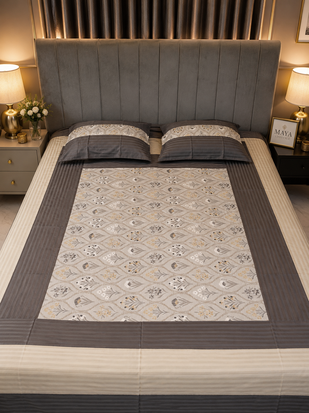 063 Luxury Bed Covers -Jaquard Cotton-3pc set - Image 1