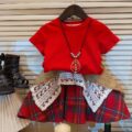 Scarlet Tartan Charm Summer Wear (3-5 yrs) | Code: N6