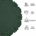 Olive Round Faux Leather Placemats - Image 3