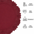 Red Round Faux Leather Placemats - Image 7