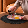 Black Round Faux Leather Placemats