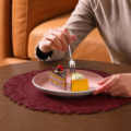 Red Round Faux Leather Placemats