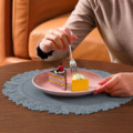 Silver Round Faux Leather Placemats