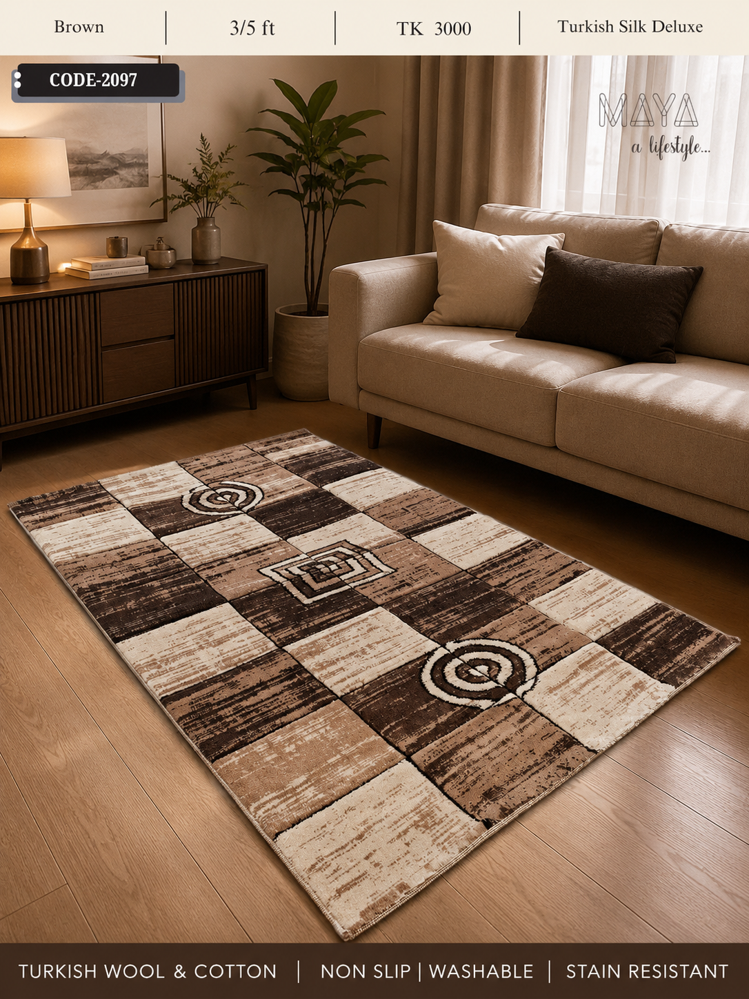 ChatGPT Image Jul 5, 2026, 11_52_28 PM Turkish Carpet- Wool & Cotton Weave-3 X 5 feet - Image 1