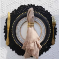 Black Round Faux Leather Placemats - Image 4