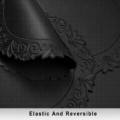 Black Round Faux Leather Placemats - Image 8