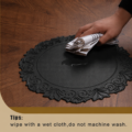 Black Round Faux Leather Placemats - Image 3