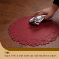 Red Round Faux Leather Placemats - Image 6